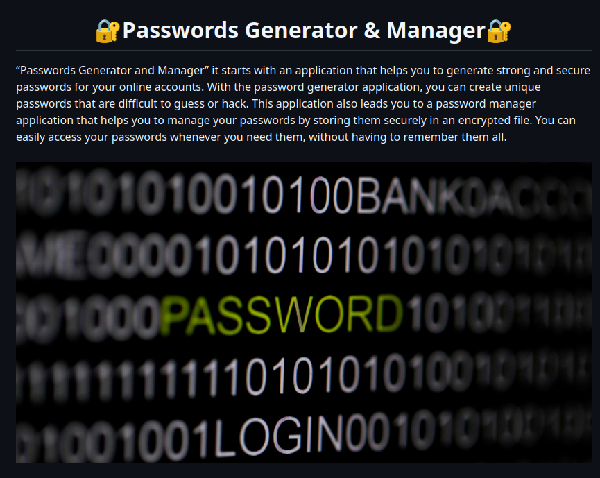 Passwords Generator & Manager